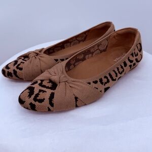 VIVAIA Leopard Print Knit Ballet Flats Bow Detail Size 40